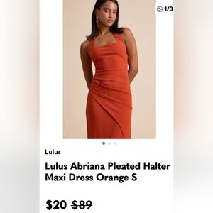 Lulu's Elegant Pleated Halter Maxi Dress - Orange
